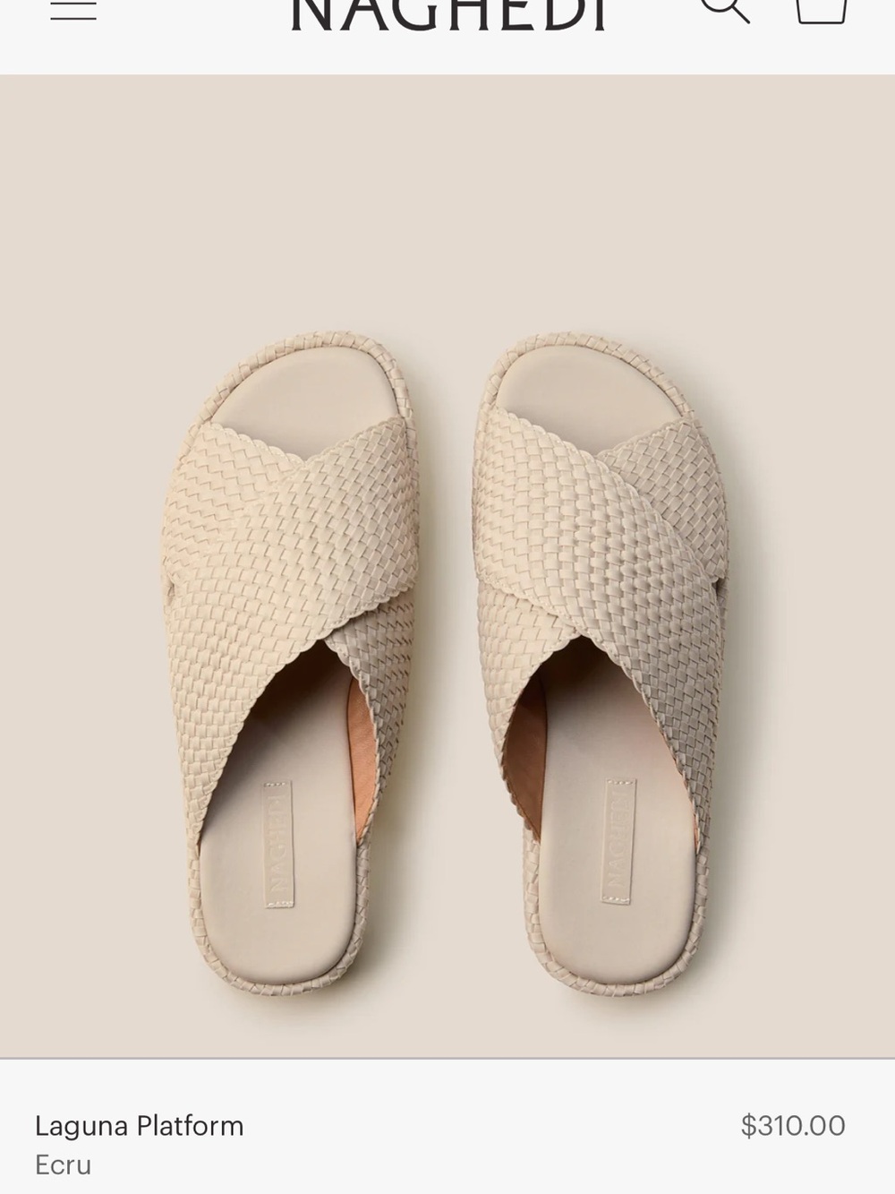 Naghedi Ecru Woven Crossover Platform Slides